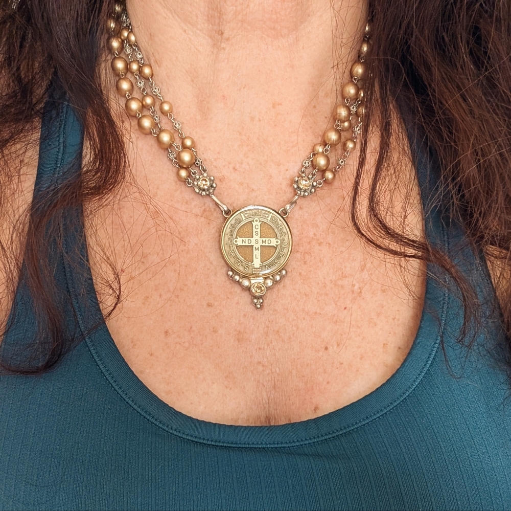 VSA Necklace with Saint Benedicto Medallion